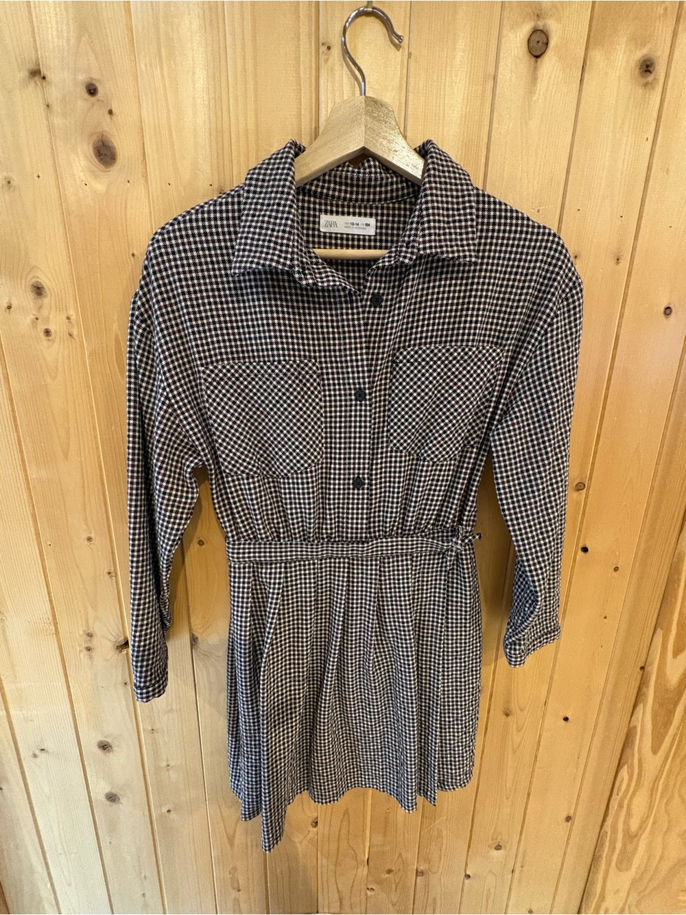 Zara Black and White Gingham Button Front Shirt